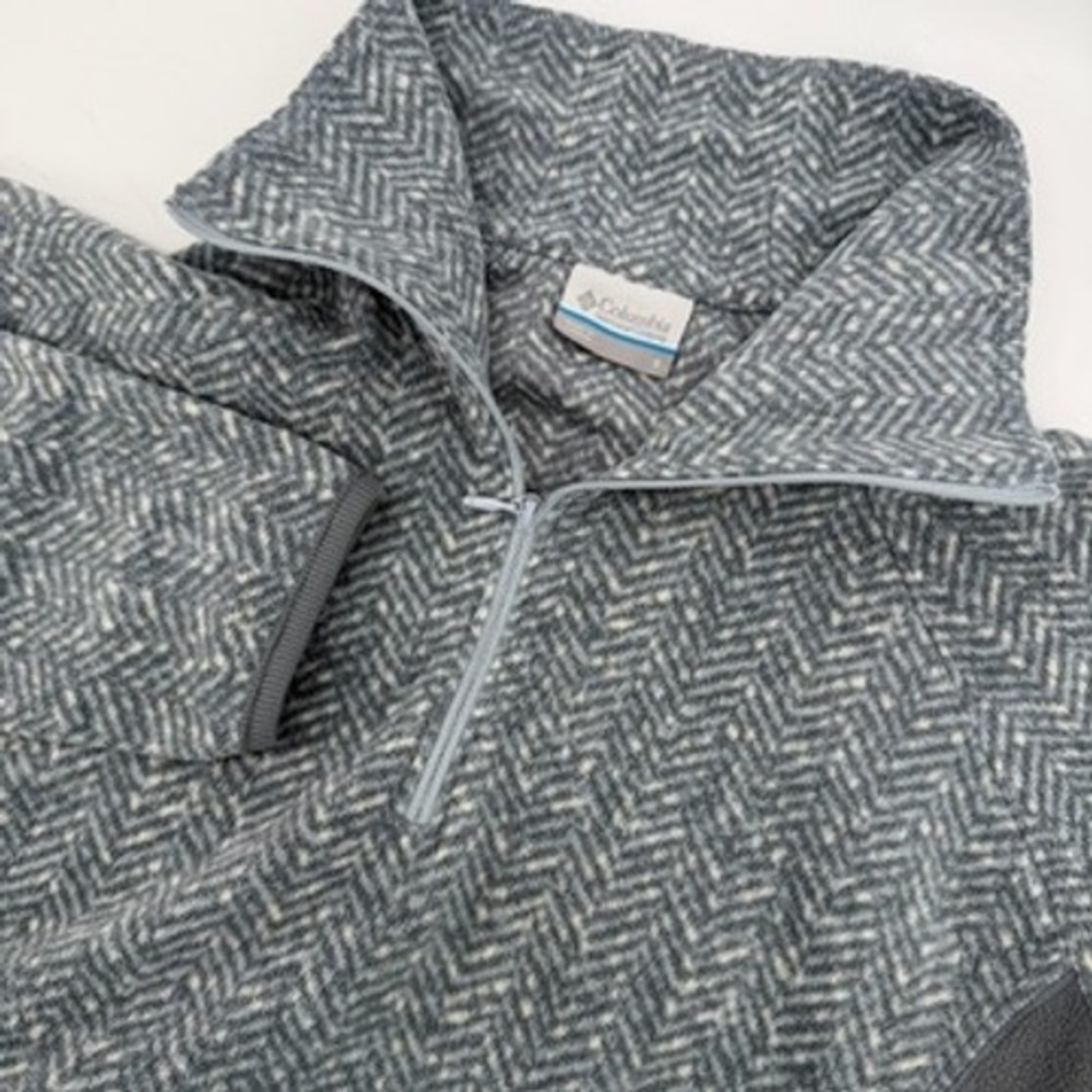 Columbia Womens Grey Herringbone Quarter Zip Fleece Pullover Jacket Small